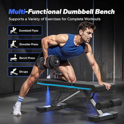 MERACH Weight Bench, Foldable Weight Benches for Home Gym with 990 LBS, Adjustable Weight Bench with 72 Training Angles, Incline Bench Press for Full Body