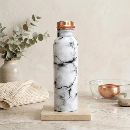 Meena Pure Copper Water Bottle for Drinking 34 oz Leak Proof Lid Bottle for Yoga Gym Office Home and Travel (Classic)