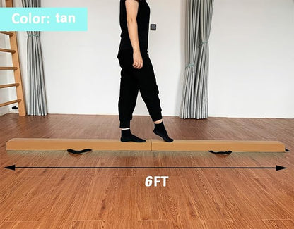 MARFULA 6 FT / 8 FT / 9 FT Folding Gymnastics Beam Foam Balance Floor Beam - Extra Firm - Suede Cover - Anti Slip Bottom with Carry Bag for Kids/Adults Home Use