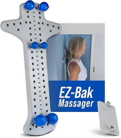 EZ-Bak Wall Mounted Roller Ball Neck and Back Massager - Deep Tissue Myofascial Release Tool, Adjustable Roller Balls for Trigger Point Therapy, Pain Relief, Flexibility, and Full Body Muscle Recovery