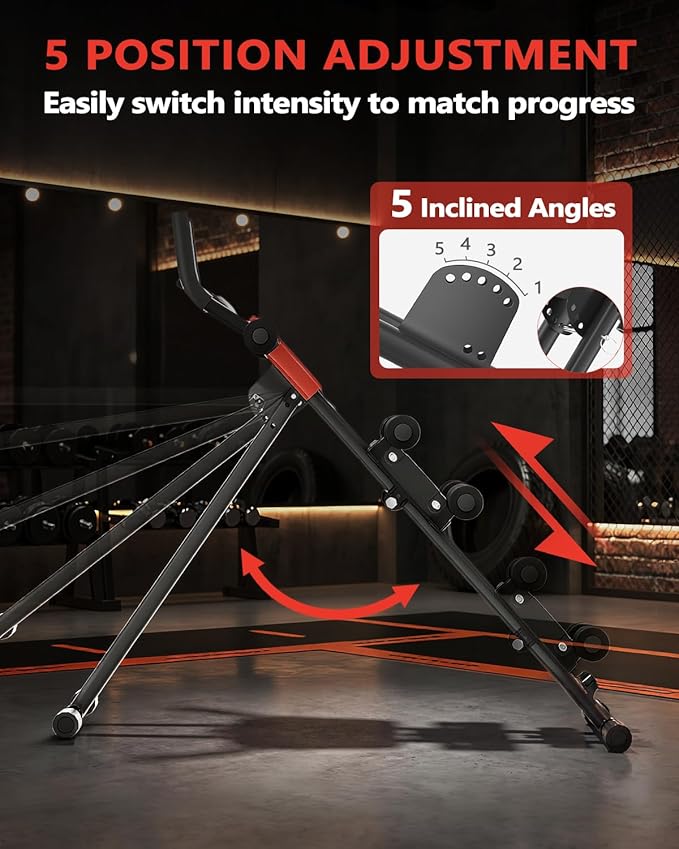 Rigel Foldable Ab Machine, 5-Level Adjustable Core & Abdominal Trainer for Home Gym Workout, Heavy Duty Strength Training Equipment for Stomach & Waist, 330lbs Capacity