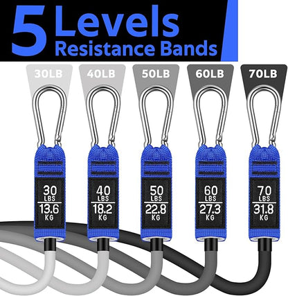 WALITO Resistance Bands Set - Exercise Bands with Handles, Door Anchor, Legs Ankle Straps, for Heavy Resistance Training, Physical Therapy, Muscle Training, Yoga, Home Workouts, Gym