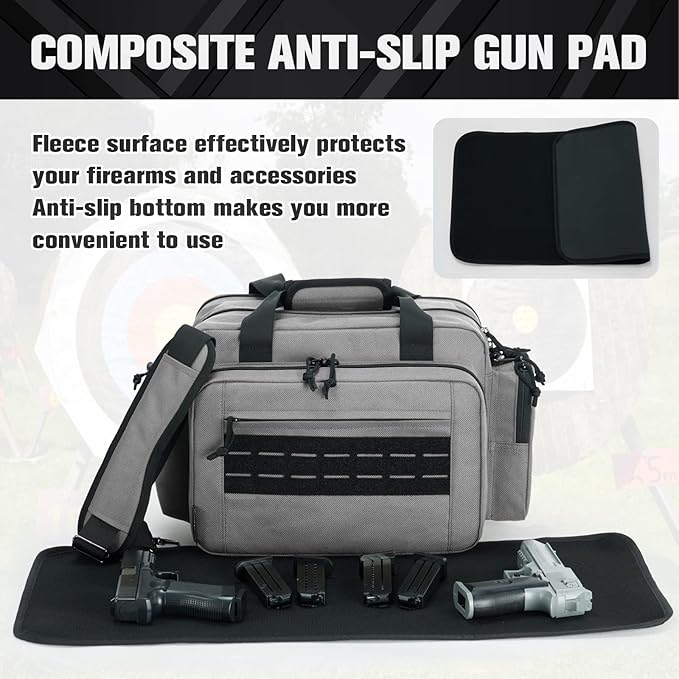 VEAGIA Range Bag,Pistol Case,Gun Range Bags For Handguns And Ammo Pouch 2 Pistols Soft Carrying Shooting Bag
