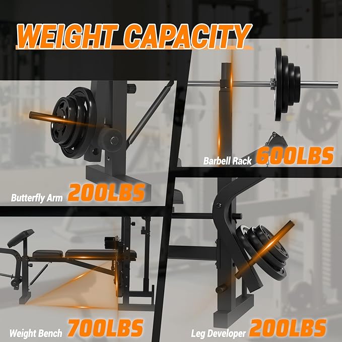 Adjustable Weight Bench for Home Gym, Multi-Function Strength Training Bench with Foldable Design, Heavy-Duty Steel Frame, Incline Decline Flat Positions, Full Body Workout Equipment