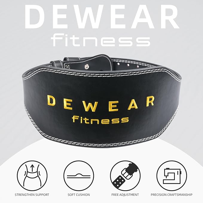 Genuine Leather Weight Lifting Belt, 4”& 6” Padded Lumbar Back Support, 10 Adjustable Holes, Gym Weight Belt Ideal for Deadlift, Powerlifting, Bodybuilding and Squat