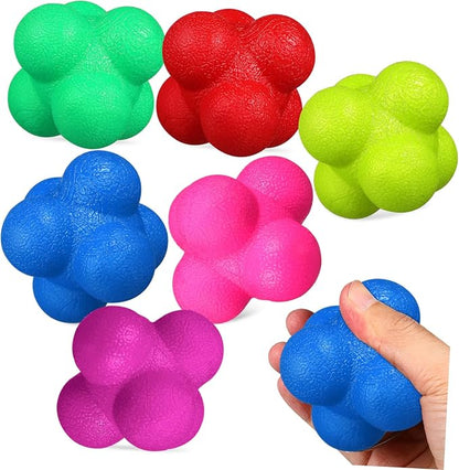 6Pcs Hexagonal Reaction Balls for Agility Training Fitness Reaction Equipment for Sports Exercises Enhance Reflexes and Agility Basketball Soccer and More