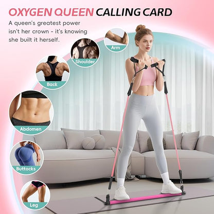 Pilates Bar Kit with Resistance Bands, Portable Pilates Bar for Home Gym Yoga & Full Body Workouts, Pilates Equipment for Women, Fitness Set for Strength Stretching Flexibility Training