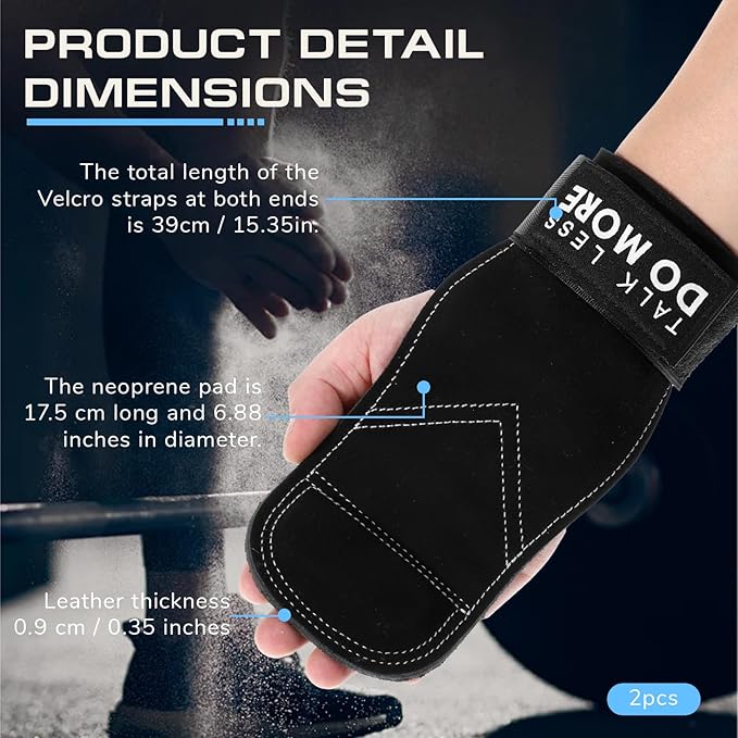 Weight Lifting Wrist Strap, 1 Pair Double Layer Leather Wrist Wraps for Gym Strength Training Weightlifting Deadlift Powerlifting Neoprene Padded Workout Gym Straps for Men Women
