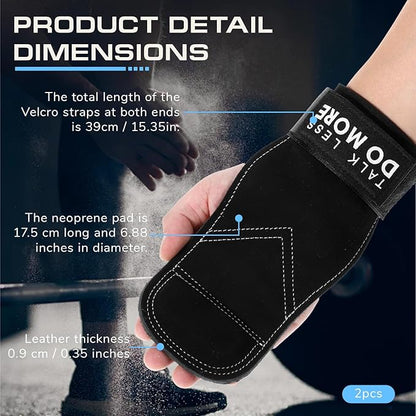 Weight Lifting Wrist Strap, 1 Pair Double Layer Leather Wrist Wraps for Gym Strength Training Weightlifting Deadlift Powerlifting Neoprene Padded Workout Gym Straps for Men Women
