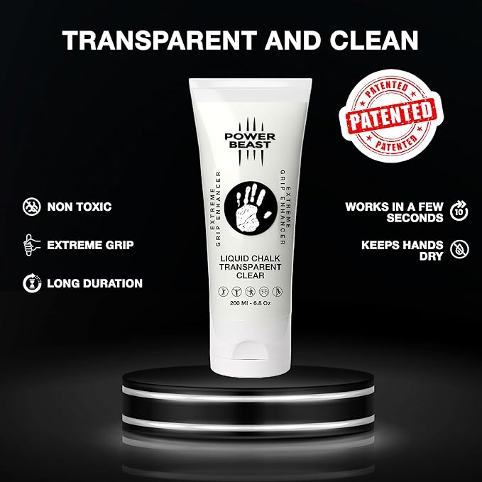POWER BEAST, Clear Liquid Chalk, Non Sticky Grip Enhancer, Dry Hands, Transparent Liquid Chalk, Anti-Slip Solution, Dry Grip for Tennis, Golf, Pole Dancing, Gaming, and All Sports