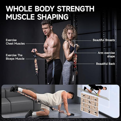 INNSTAR Upgraded Portable Home Gym 5.0, Full Body Workout System with Resistance Bands, Detachable Fitness Bar, Handles, Door Anchor for Home, Travel, Gym