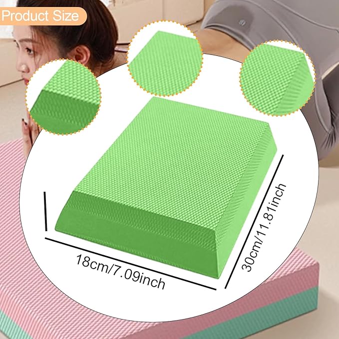 Exercise Balance Pad Foam Mat TPE Anti Slip Soft Balance Cushion for Stability Home Gym Stretching Indoor Meditation 11.81 x 7.09 x 2.36 Inch- black