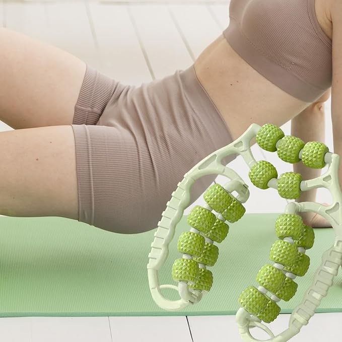Massage Roller 21 Wheels Portable Workout Leg Massage Tool for Sports, Green
