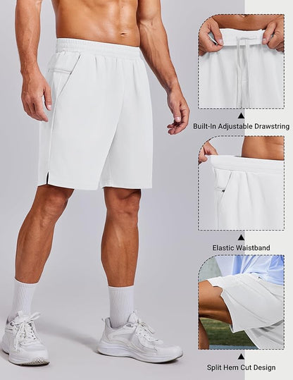 COOFANDY Mens Gym Athletic Shorts with Zipper Pockets Quick Dry 7" Workout Running Training Shorts