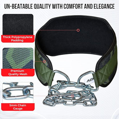 AQF Dip Belt for Weightlifting - Weight Belt with 36" Heavy Duty Steel Chain - Neoprene Padded Back Support Gym Lifting Belt for Powerlifting, Bodybuilding, Squat, Fitness & Pull up Training