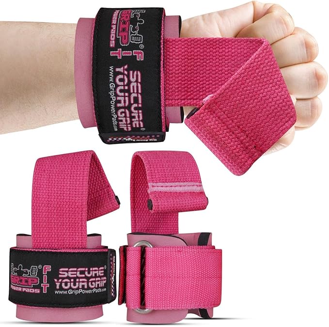 Gym Lifting Dowel Straps Neoprene Padded Wrist Wraps for Weight Training, Bodybuilding & Fitness – Wrist and Grip Support, 2 Pack (Jet Pink)