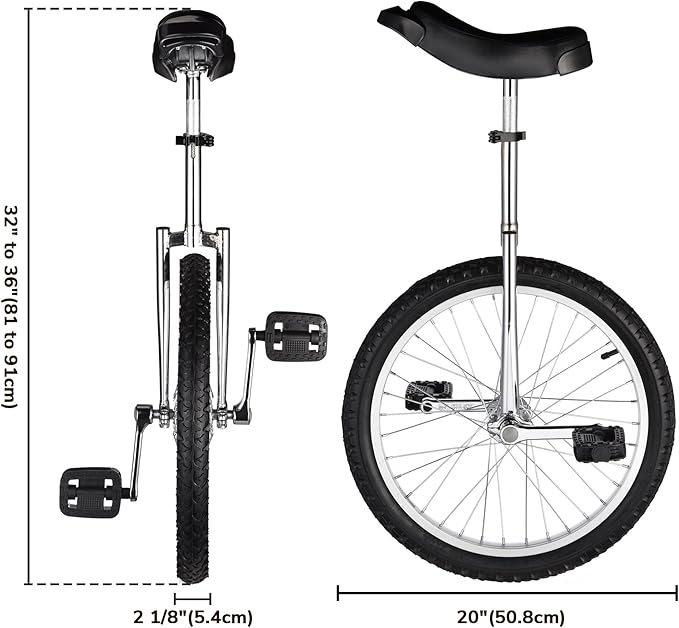 AW 16/18/20/24 Inch Wheel Outdoor Unicycle Adjustable Seat Exercise Bicycle Fit Adults Kids Outdoor Sports Fitness Exercise, for Choice