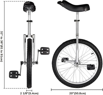 AW 16/18/20/24 Inch Wheel Outdoor Unicycle Adjustable Seat Exercise Bicycle Fit Adults Kids Outdoor Sports Fitness Exercise, for Choice