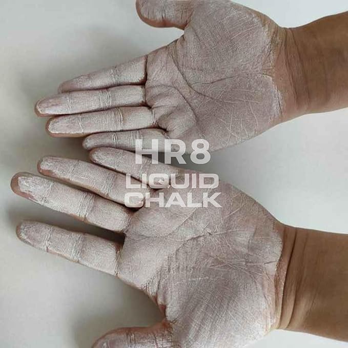 HR8 Liquid Chalk 50ml with Carabiner, Chalkless Mess-Free Grip for Gym, Weightlifting & Rock Climbing Chalk, Liquid Chalk Gym (Up to 30 Uses)