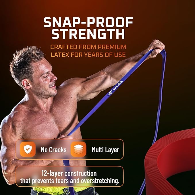 basementbeast Resistance Bands for Men – Set of 10 - Long Exercise Bands Resistance for Home Workouts, Physical Therapy & Strength Training