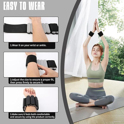 Ankle Weights for Women Men, Silicone Wrist Weights Set of 2 - Wearable Leg Weights/Arm Weights Ideal for for Home Gym Workout, Running, Yoga, Pilates, Barre, Exercise, Strength Training