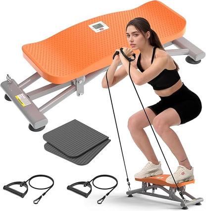 Balancing Machine for Full Body Workout，Simulated Ski Full Body Cardio Workout Equipment，Sliding Ski Simulator with Resistance Bands，Portable Twist Balance Trainer Featuring LCD Display