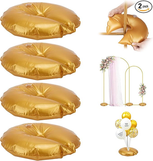 2 Pieces Golden Water Bag for Arch Stands Base, Heavy Weight Water Bag for Wedding Birthday Party Arch Backdrop Stand, Metal Arch Frame Base, Thickened Water Fillable Base (Upgrad 2.0)