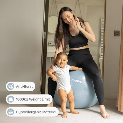 BABYGO Birthing Ball - Pregnancy Yoga Labor & Exercise Ball & Book Set Trimester Targeting, Maternity Physio, Birth & Recovery Plan Included Anti Burst Eco Friendly