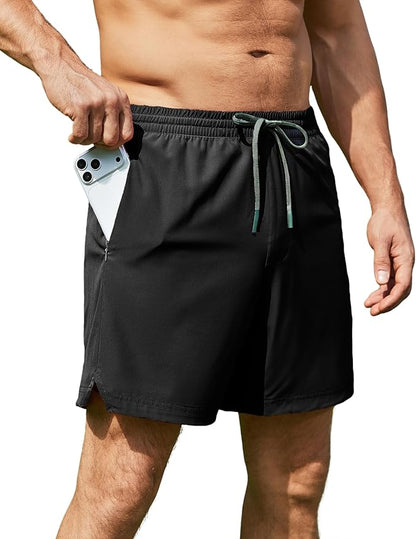 Men 2 in 1 Running Shorts with Compression Liner 5" 7" Quick Dry Workout Athletic Shorts with Pockets Towel Loop