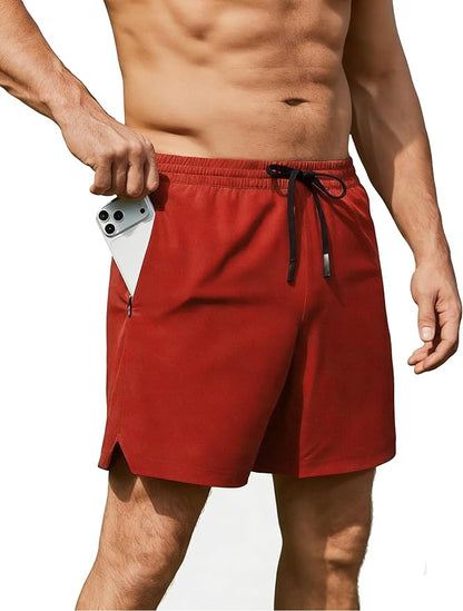 Men 2 in 1 Running Shorts with Compression Liner 5" 7" Quick Dry Workout Athletic Shorts with Pockets Towel Loop