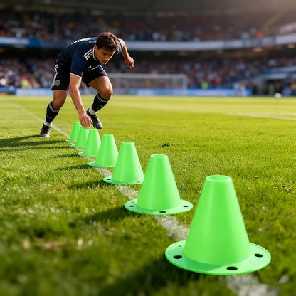 10-Pack Football Training Cones, Bracket Accessories, Obstacle Marking Set