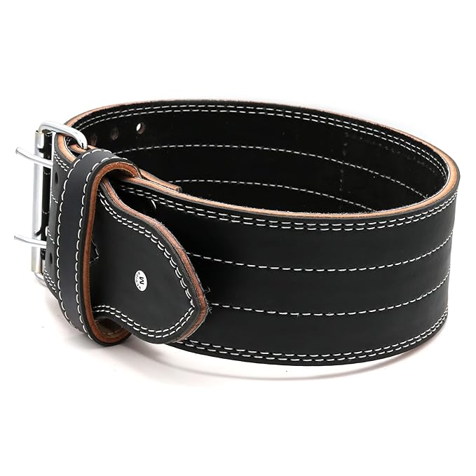 G4 Vision Genuine Leather Power Weight Lifting Adjustable Belt 4" Gym Fitness Bodybuilding Back Support Weightlifting Heavy Workout (Small, Black)