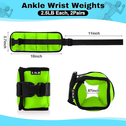 2 Pairs Ankle Wrist Weights for Land or Aquatic Exercise Aqua Cuffs Aqua Aerobics Fitness Bands for Ankle and Wrist Adjustable Weights for Swimming Pool Workout Equipment