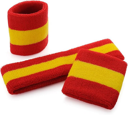 ONUPGO Sweatband Set Sports Headband Wristband Set Sweatbands Terry Cloth Wristband Wrist Sweatband Headbands Moisture Wicking Sweat Absorbing Head Band