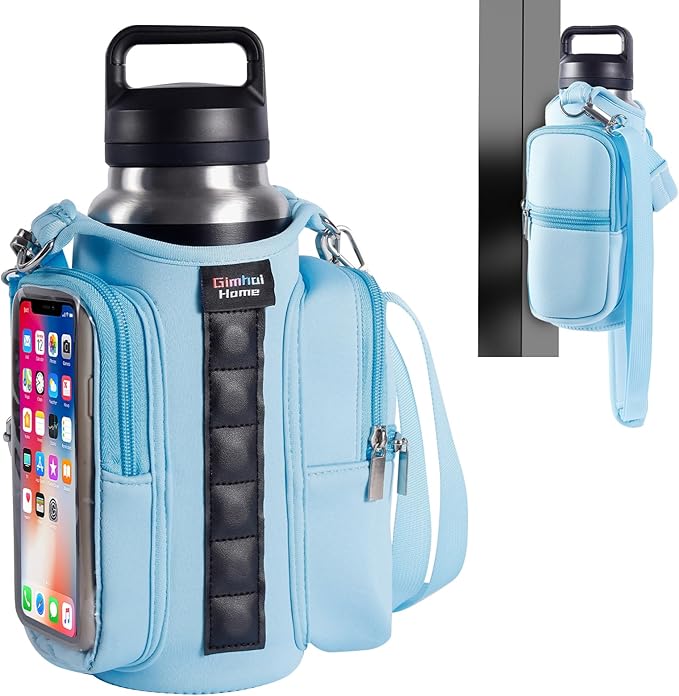 Magnetic Gym Bags for Men & Women with Adjustable Strap,Magnetic Bag Water Bottle Holder for Travel, Work,Sports,Water Bottle Sling Bag with Pocket (Blue)