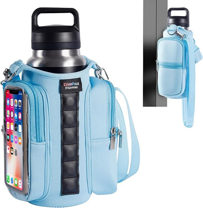 Magnetic Gym Bags for Men & Women with Adjustable Strap,Magnetic Bag Water Bottle Holder for Travel, Work,Sports,Water Bottle Sling Bag with Pocket (Blue)