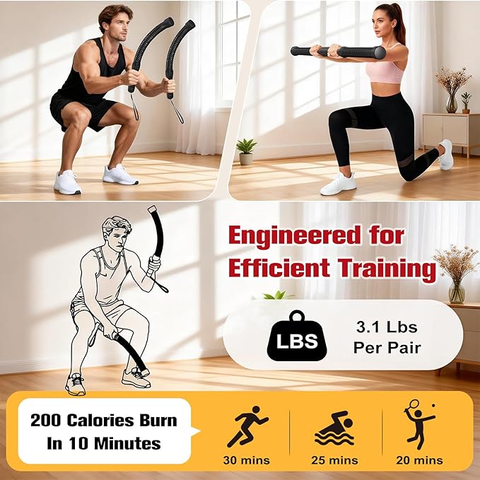Relife Ropeless Battle Ropes, 2 in 1 Weighted Cordless Battle Ropes for Home Gym - Portable Home Gym Equipment for HIIT, Strength Building, Low-Impact Cardio for Men & Women