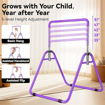 Kids Gymnastics Bar Gymnastic Equipment for Home Adjustable Height Gymnastic Training Bar Gymnastic Stuff for 3-7 Years Old Girls
