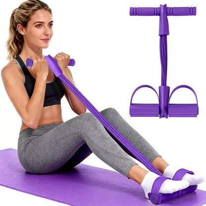 Pedal Resistance Band with Handle,Aturien 6-Tube Elastic Yoga Pedal Puller Exercise Bands,Multifunctional Stretch Bands for Exercise,Home Workout Equipment for Legs Arms Abs,Purple