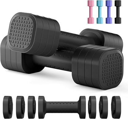 Zempox Adjustable Dumbbell Set of 2, 4 in 1 Free Weights Dumbbells Set for Women, Hand Weights for Women at Home, Each 2lb 3lb 4lb 5lb with TPU Soft Rubber Handle for Home Gym Exercise Training