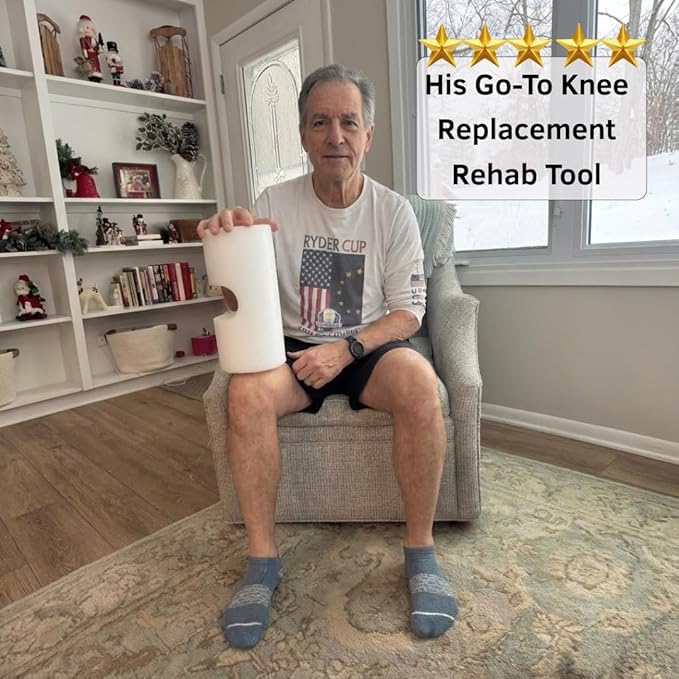 KneEXT Heel-Cup Foam Roll | Post-Surgery Knee Replacement Recovery Aid | Dual-Function Wedge for Terminal Knee Extension & Short Arc Quad Exercises