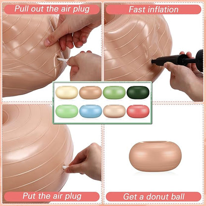 Libima 8 Pcs Flexible Seating for Classroom Inflatable Yoga Ball Chairs with Pump Donut Exercise Ball Chair Cushion Seat for Office Balance and Stability Training Home Gym