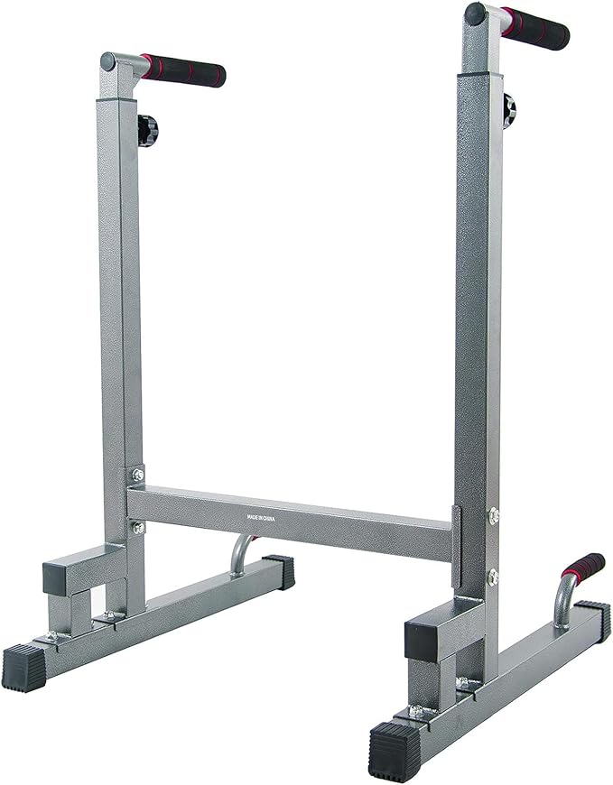 BalanceFrom Steel Frame Dip Station with Adjustable Height, 500 Pound Weight Capacity – Upper Body Workout Home Gym Equipment for Triceps, Push & Pull Ups, Leg Raises, and Bench Press