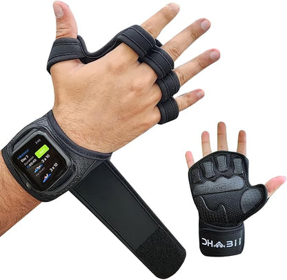 Workout Gloves for Men & Women, Smartwatch Compatible Ventilated Gym Gloves with Wrist Wrap Support, Breathable Weight Lifting Gloves for Fitness, Training & Cycling with Excellent Grip