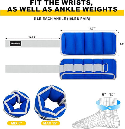 Adjustable Ankle Weights for Women Men 1 2 4 5 6 8 10 LBS 1 Pair Leg Weights Wrist Hand Arm Weights with Removable Weight Strength Training Weight for Walking Running Gym Fitness Physical Therapy