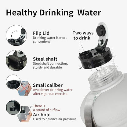 TOOFEEL 2 Liter Water Bottles - Half Gallon Water Bottle BPA Free - Ideal for Gym, Big Water Jug, Reusable Sports Bottle with Measurements Marked Drink Container - 2.2L 74oz White Black Water Jugs
