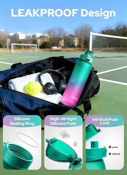 Opard 30oz/32oz Sports Water Bottle with Leak Proof Flip Top Lid BPA Free Tritan Reusable Plastic for Gym and Outdoor, Travel Water Bottle