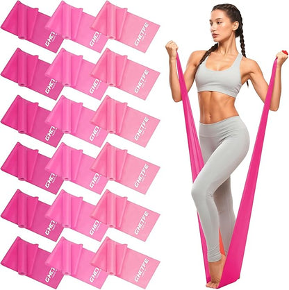18PCS Resistance Bands Bulk, Non-Latex Physical Therapy Bands, Professional Flat Bands for Trainers, Pilates & Home Gym Full Body Workout, Strength Training, Includes 6 Sets with Carry Bags