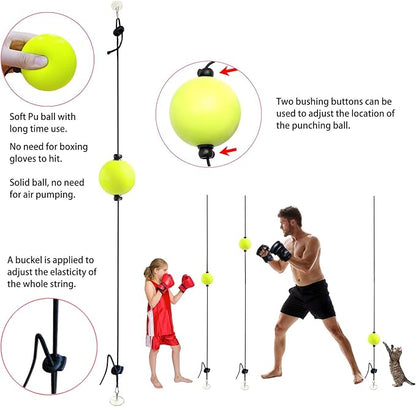 Boxing Reflex Ball for Hand Eye Coordination, Boxing Equipment for Training at Home, Double End Punching Ball, Workout for Adults & Kids Indoor, No Hammer for Installing, Anxiety Stress Relief.