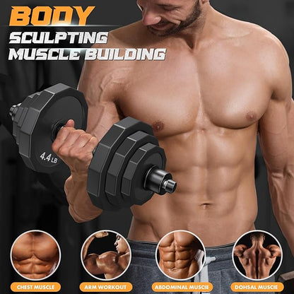 KISS GOLD Weights Dumbbells Set, Adjustable Dumbbell Sets 22Lbs 44Lbs 66Lbs 88Lbs with Solid Steel, Barbell Free Weight Set with Connector Workout Home Gym Equipment for Men Women Strength Training Shaping